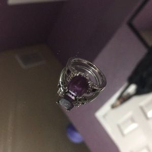 Amethyst White Gold Ring 14 Kt